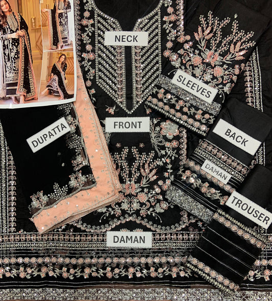 Luxury Cotton 3-Piece Suit – Heavy Sequin Embroidery with Chiffon Dupatta
