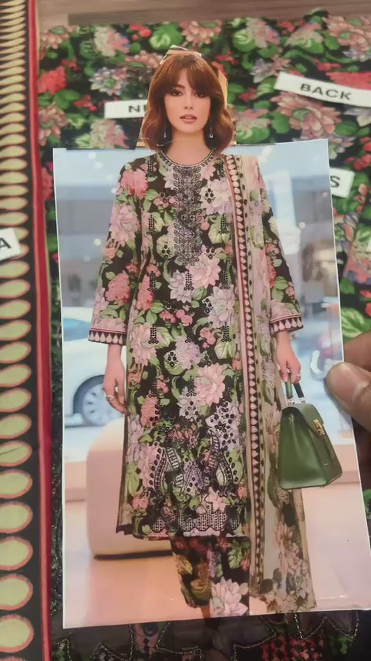 Embroidered Printed Lawn 3-Piece Suit with Lawn Dupatta