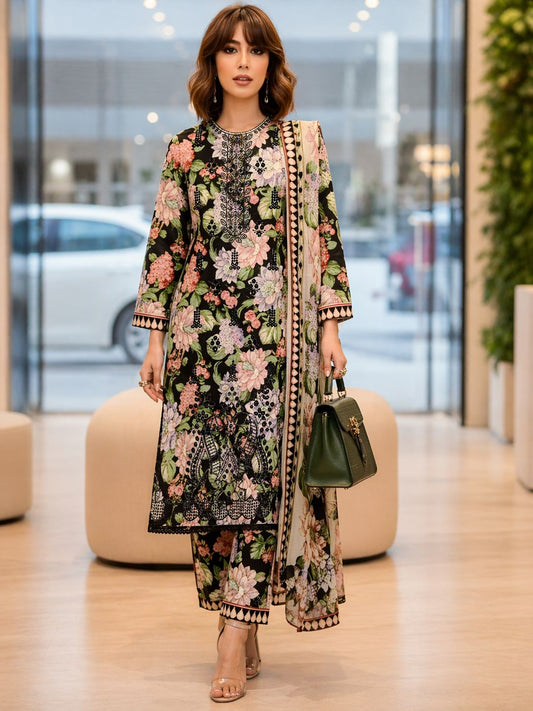 Embroidered Printed Lawn 3-Piece Suit with Lawn Dupatta