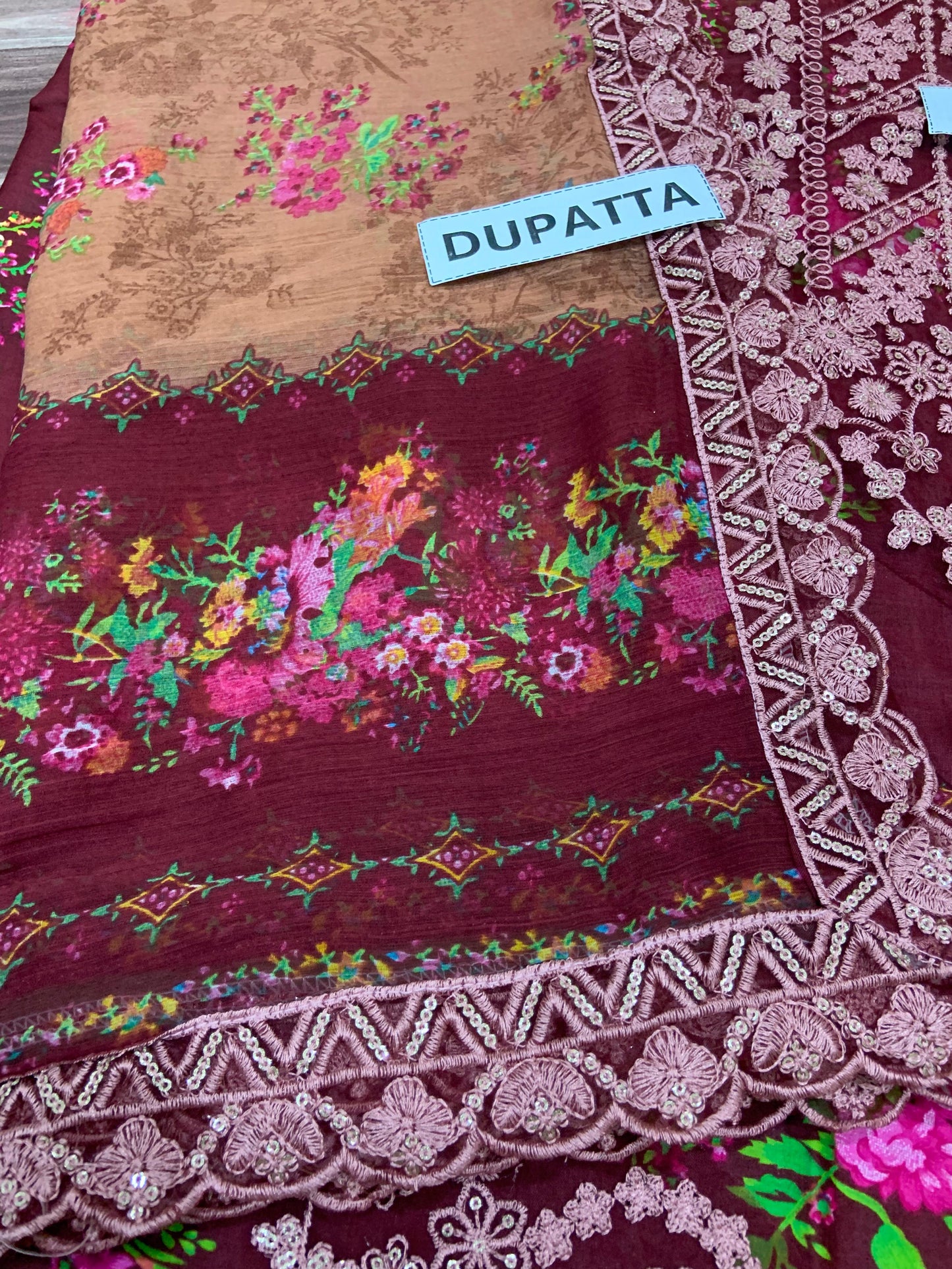 Embroidered Printed Lawn 3-Piece Suit with Chiffon Dupatta