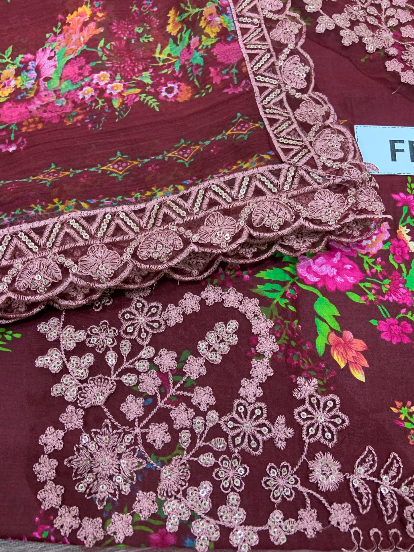Embroidered Printed Lawn 3-Piece Suit with Chiffon Dupatta