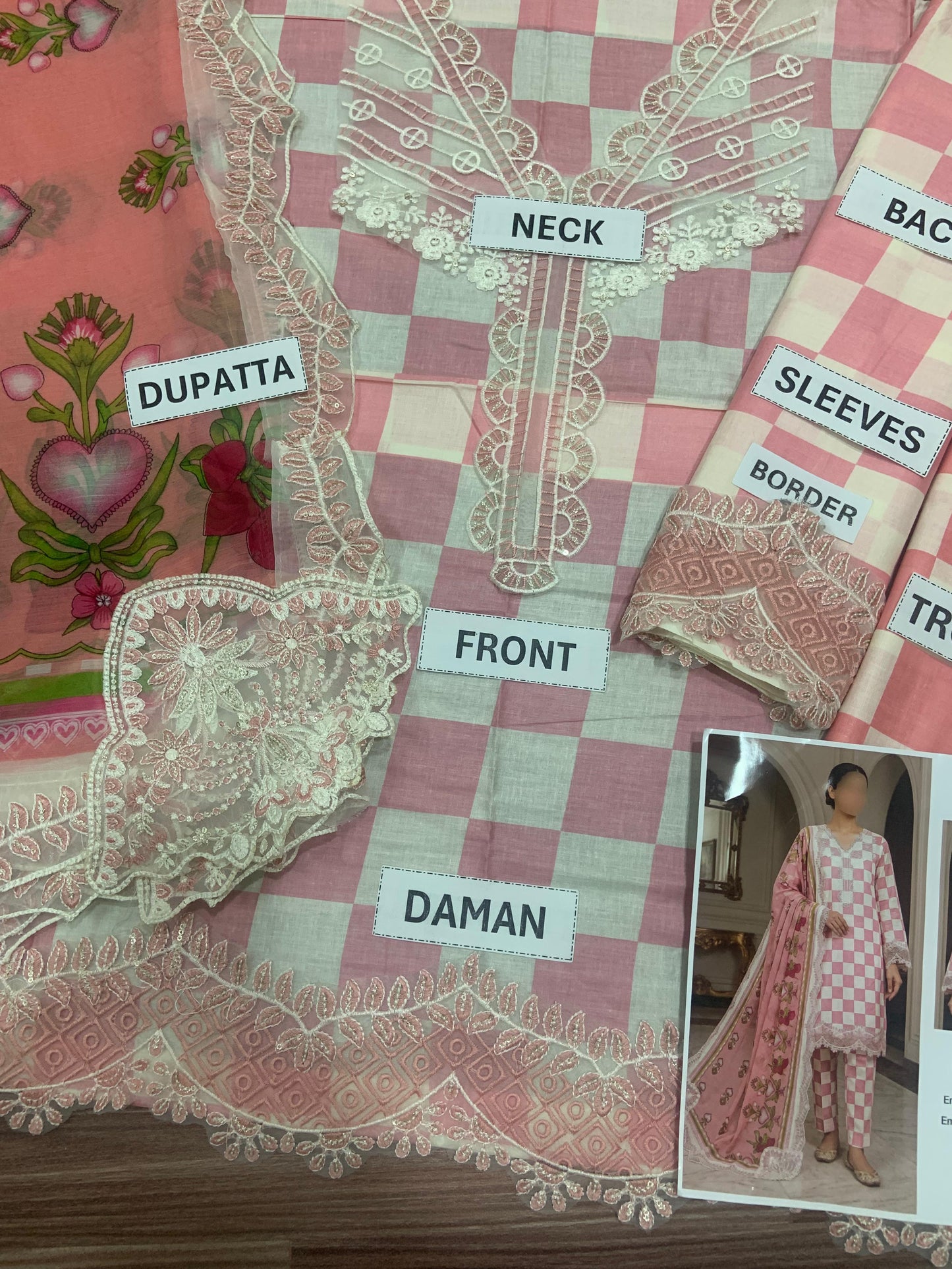Printed Lawn 3-Piece Suit with Embroidered Cutwork Chiffon Dupatta
