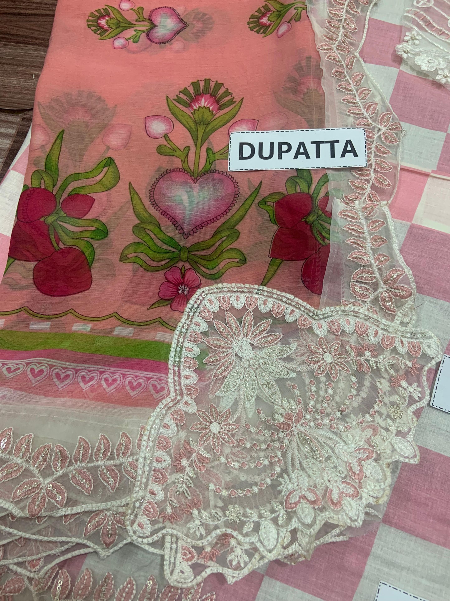 Printed Lawn 3-Piece Suit with Embroidered Cutwork Chiffon Dupatta