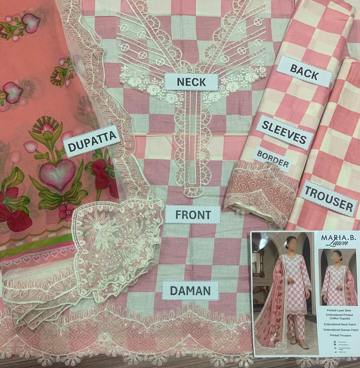 Printed Lawn 3-Piece Suit with Embroidered Cutwork Chiffon Dupatta