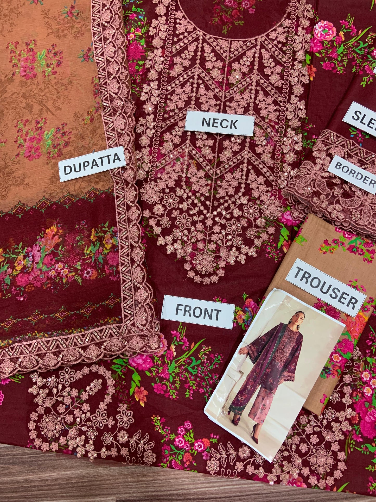 Embroidered Printed Lawn 3-Piece Suit with Chiffon Dupatta