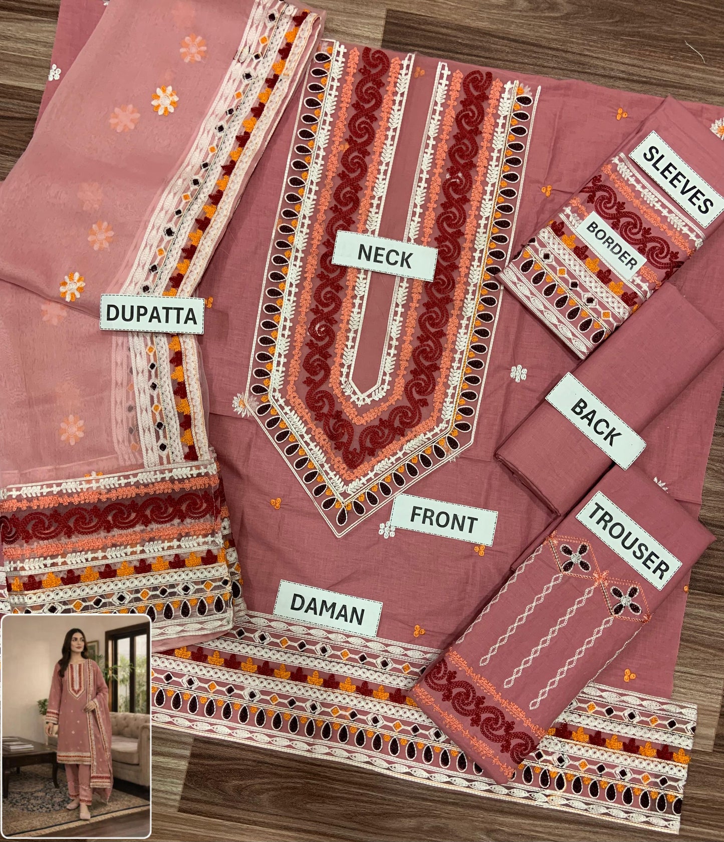 HAZEL Eid Collection – 3 Piece Embroidered Cotton Lawn Suit with Chiffon Dupatta | Sale